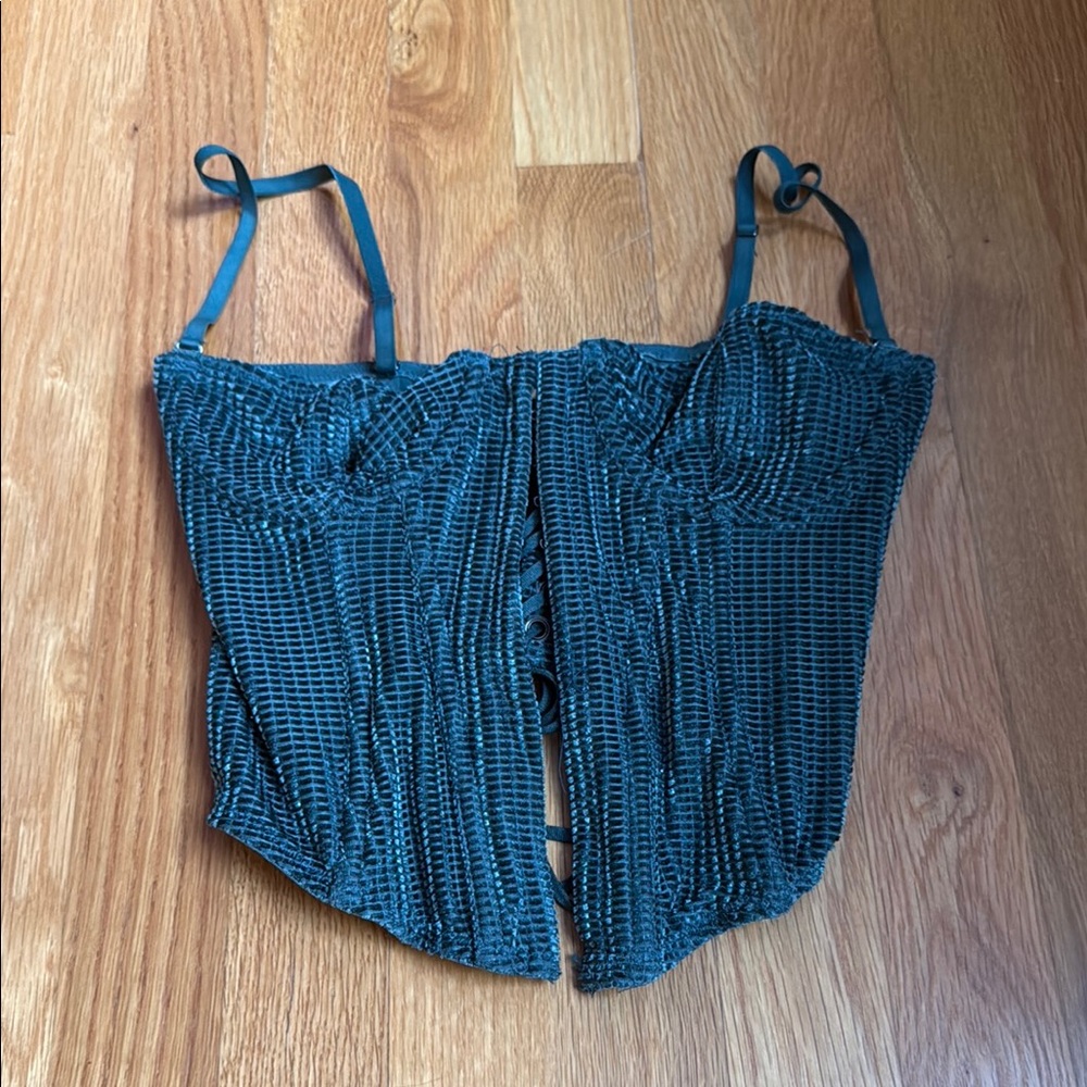 Urban Outfitters Blue Ribbed Bustier Camisole